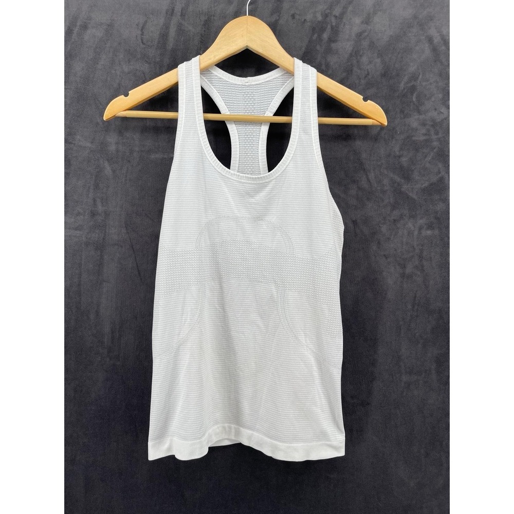 Lululemon Women's Tank Top Size 6 White Racerback Seamless Athletic Shirt
